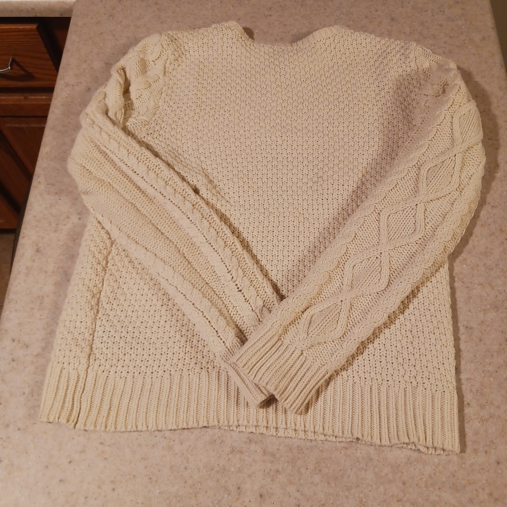 Lauren Ralph Lauren Textured Crew Neck Knit Sweater Cream Size L - Picture 5 of 12